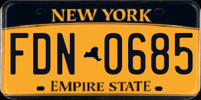 NY license plate FDN0685