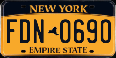 NY license plate FDN0690