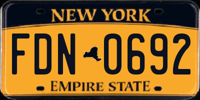 NY license plate FDN0692