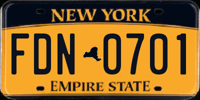 NY license plate FDN0701