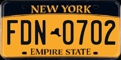 NY license plate FDN0702