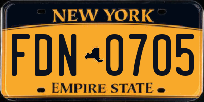 NY license plate FDN0705