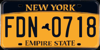 NY license plate FDN0718