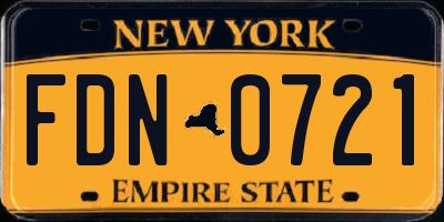 NY license plate FDN0721