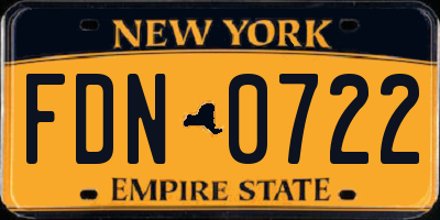 NY license plate FDN0722