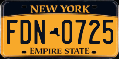 NY license plate FDN0725