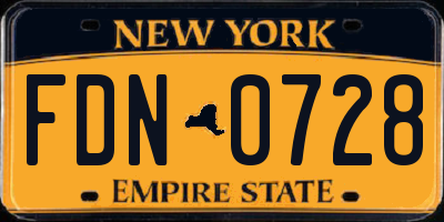 NY license plate FDN0728