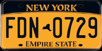 NY license plate FDN0729