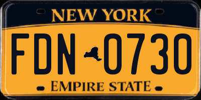 NY license plate FDN0730