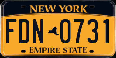 NY license plate FDN0731