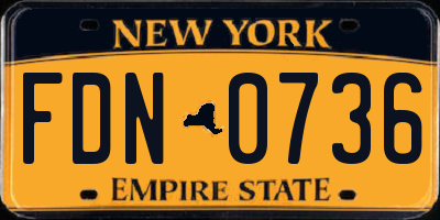 NY license plate FDN0736