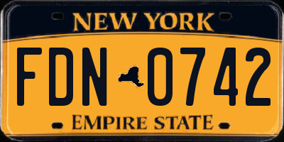 NY license plate FDN0742