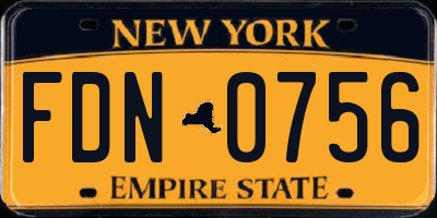 NY license plate FDN0756