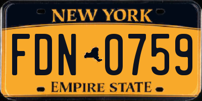 NY license plate FDN0759