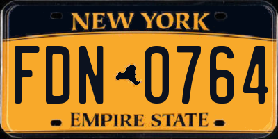 NY license plate FDN0764