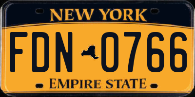 NY license plate FDN0766