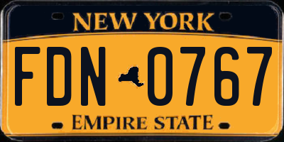 NY license plate FDN0767