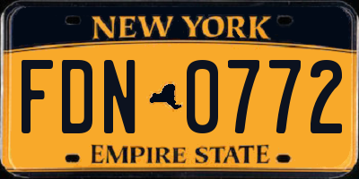 NY license plate FDN0772