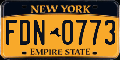 NY license plate FDN0773