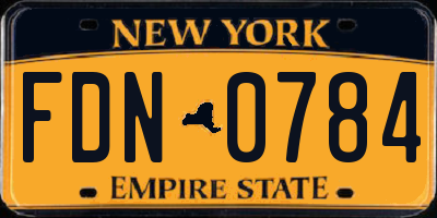 NY license plate FDN0784