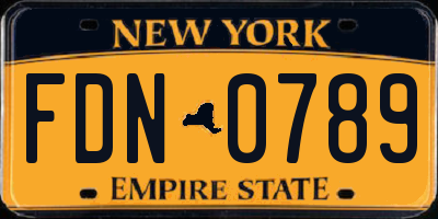 NY license plate FDN0789