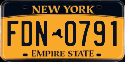 NY license plate FDN0791