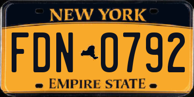 NY license plate FDN0792