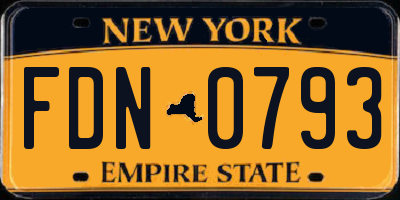 NY license plate FDN0793