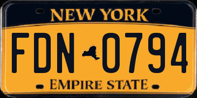 NY license plate FDN0794