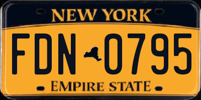 NY license plate FDN0795