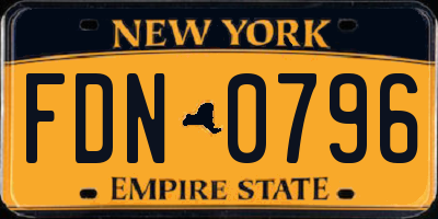 NY license plate FDN0796
