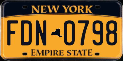 NY license plate FDN0798