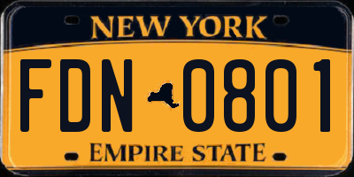 NY license plate FDN0801