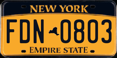 NY license plate FDN0803