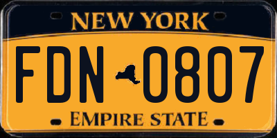 NY license plate FDN0807