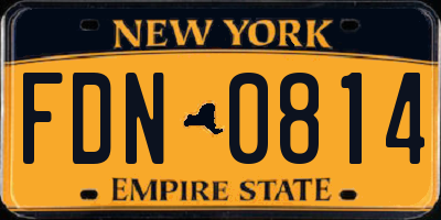 NY license plate FDN0814