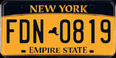 NY license plate FDN0819