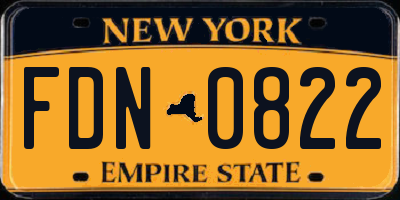 NY license plate FDN0822