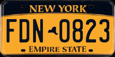 NY license plate FDN0823