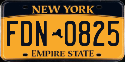 NY license plate FDN0825