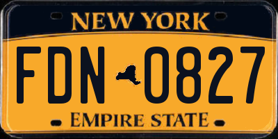 NY license plate FDN0827