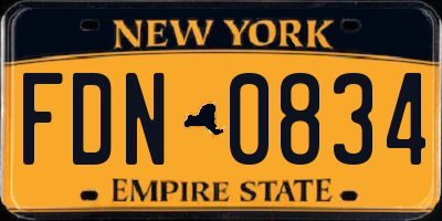 NY license plate FDN0834