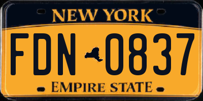NY license plate FDN0837