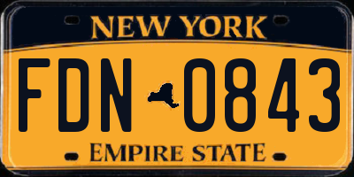 NY license plate FDN0843