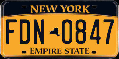 NY license plate FDN0847