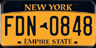 NY license plate FDN0848