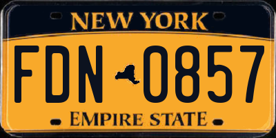 NY license plate FDN0857