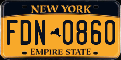 NY license plate FDN0860