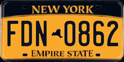 NY license plate FDN0862