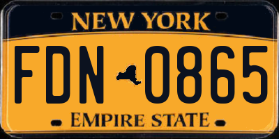 NY license plate FDN0865